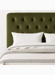 Chesterfield Luxury Velvet Upholstered Bed Olive Green Diamond Tufting Custom Made Furniture Dubai Abu Dhabi UAE Kustom Deco