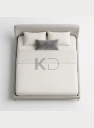 Cozy Modern Upholstered Bed Beige Fabric Gold Legs Custom Made Furniture Dubai Abu Dhabi Sharjah UAE
