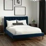 Dream Daze Navy Velvet Bed Wingback Button Tufted Custom Made Furniture Dubai Abu Dhabi UAE Kustom Deco