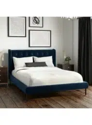 Dream Daze Navy Velvet Bed Wingback Button Tufted Custom Made Furniture Dubai Abu Dhabi UAE Kustom Deco