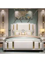 Dream Siesta American Style Luxurious Bed White And Gold Custom Made Furniture Dubai UAE Luxury Bedroom Interior Design