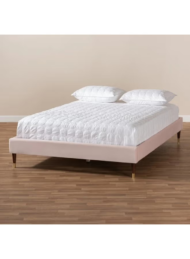Dream Weave Velvet Upholstered Bed Pink Velvet Platform Design Custom Made Furniture Dubai Abu Dhabi UAE Kustom Deco