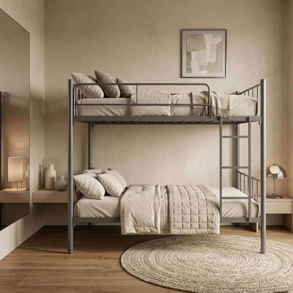 Lunvexa Metal Bunk Bed Lunvexa metal bunk bed for compact homes Dubai UAE space saving bedroom furniture modern bunk bed UAE