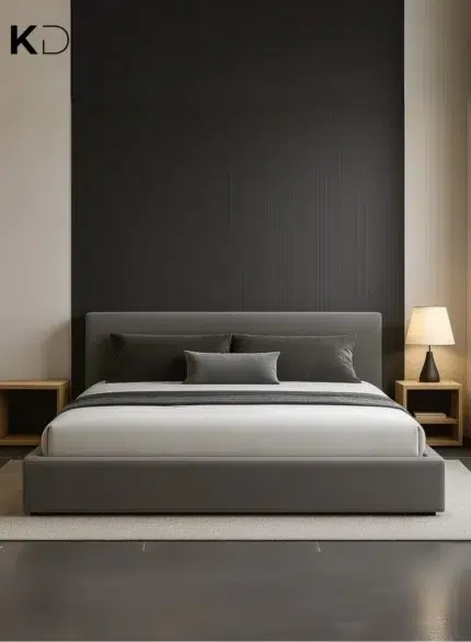 LuxeLift Hydraulic Storage Bed in grey fabric with under-bed storage for bedroom furniture Dubai UAE