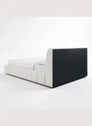 Luxury Bouclé Upholstered Bed in off-white with vertical channeling for bedroom furniture Dubai UAE