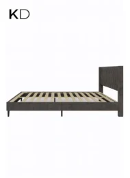 Meadow Modern Upholstered Bed Grey Velvet Geometric Tufted Headboard Custom Made Furniture Dubai Abu Dhabi UAE Kustom Deco