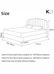 Modern Cavellure Upholstered Bed Grey Fabric Arched Headboard Gold Legs Custom Made Furniture Dubai Abu Dhabi UAE