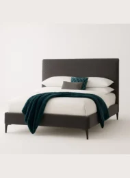 Modern Quilted Upholstered Bed Charcoal Grey Diagonal Stitching Custom Made Furniture Dubai Abu Dhabi UAE Kustom Deco