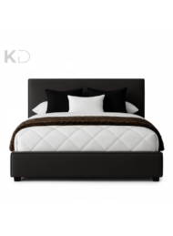 Orion Modern Upholstered Storage Bed Dark Grey Fabric Minimalist Design Custom Made Furniture Dubai Abu Dhabi UAE Kustom Deco