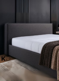 Orion Modern Upholstered Storage Bed Dark Grey Fabric Minimalist Design Custom Made Furniture Dubai Abu Dhabi UAE Kustom Deco