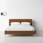 Orluxeva Faux Leather Upholstered Bed Tan Brown Custom Made Luxury Furniture Dubai UAE Contemporary Bedroom Decor