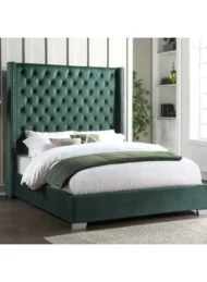 Serene Dream Tufting Wall Panel Bed Green Velvet Diamond Button Tufted Wingback Custom Made Furniture Dubai Abu Dhabi UAE Kustom Deco