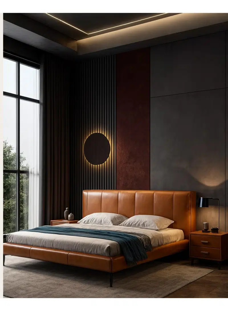 Tanvexia Customize Bed Tanvexia custom bed tan brown king size bed modern bedroom furniture Dubai UAE upholstered style bed.