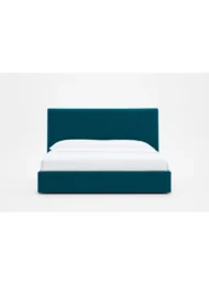 Teal Velvet Upholstered Bed Vertical Channel Tufted Custom Made Furniture Dubai Abu Dhabi UAE Kustom Deco
