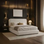 Venezia Modern Upholstered Bed White Fabric Custom Made Luxury Furniture Dubai UAE Modern Bedroom Interior Design
