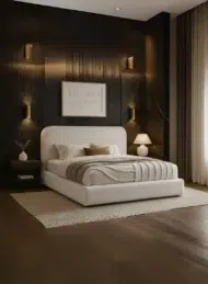 Venezia Modern Upholstered Bed White Fabric Custom Made Luxury Furniture Dubai UAE Modern Bedroom Interior Design