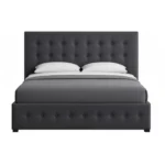 Vorqen Velvet Bed with Storage Grey Button Tufted Custom Made Furniture Dubai Abu Dhabi Sharjah UAE Kustom Deco