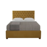 Zenith Dream Ottoman Bed Deep Mustard Velvet Diamond Tufted Storage Bed Custom Made Furniture Dubai Abu Dhabi UAE Kustom Deco