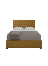 Zenith Dream Ottoman Bed Deep Mustard Velvet Diamond Tufted Storage Bed Custom Made Furniture Dubai Abu Dhabi UAE Kustom Deco