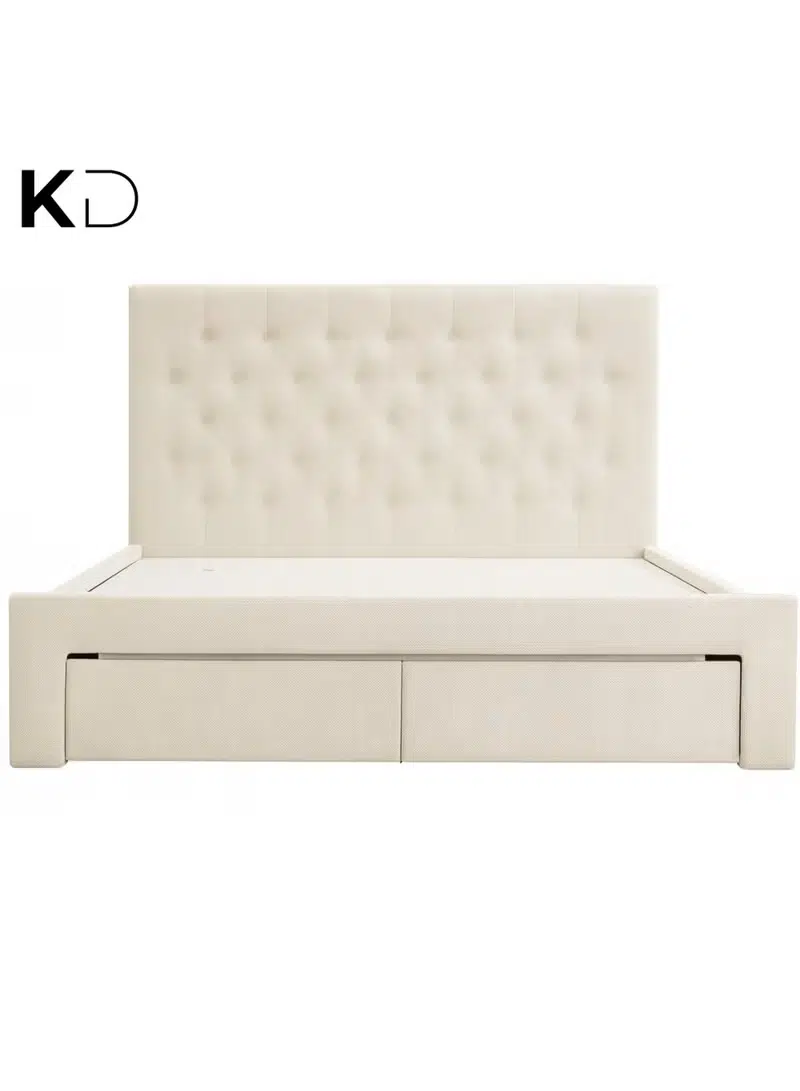 Zoriel Tufted Upholstered Storage Bed Zoriel Tufted Upholstered Storage Bed Beige Fabric Diamond Tufting Drawers Custom Made Furniture Dubai Abu Dhabi UAE