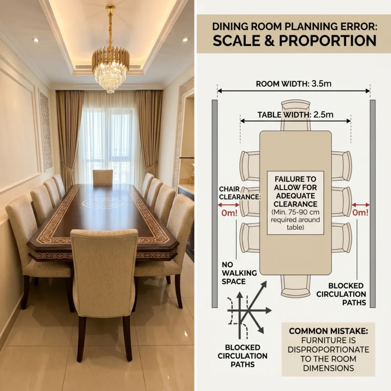 Common mistake dining table too large for UAE apartment dining room