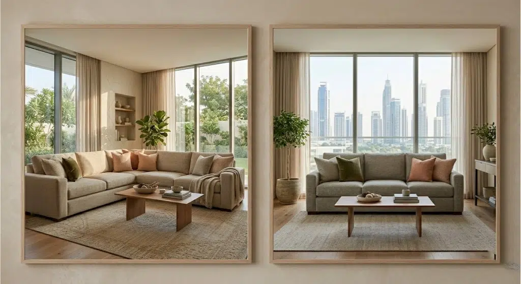Sofa configuration comparison — L-shape vs classic three-seater for UAE homes