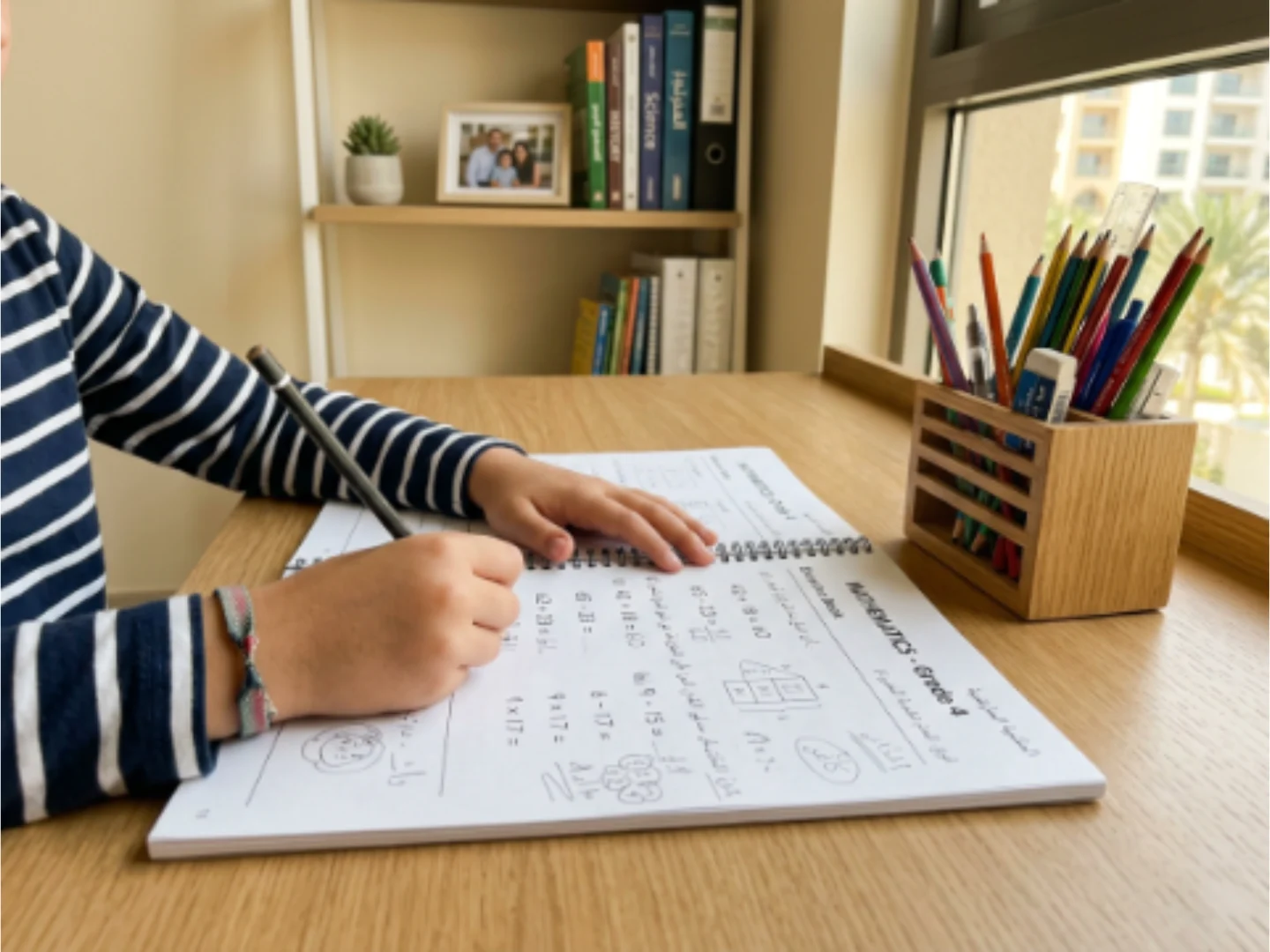Correct desk height for kids study room setup in Dubai home