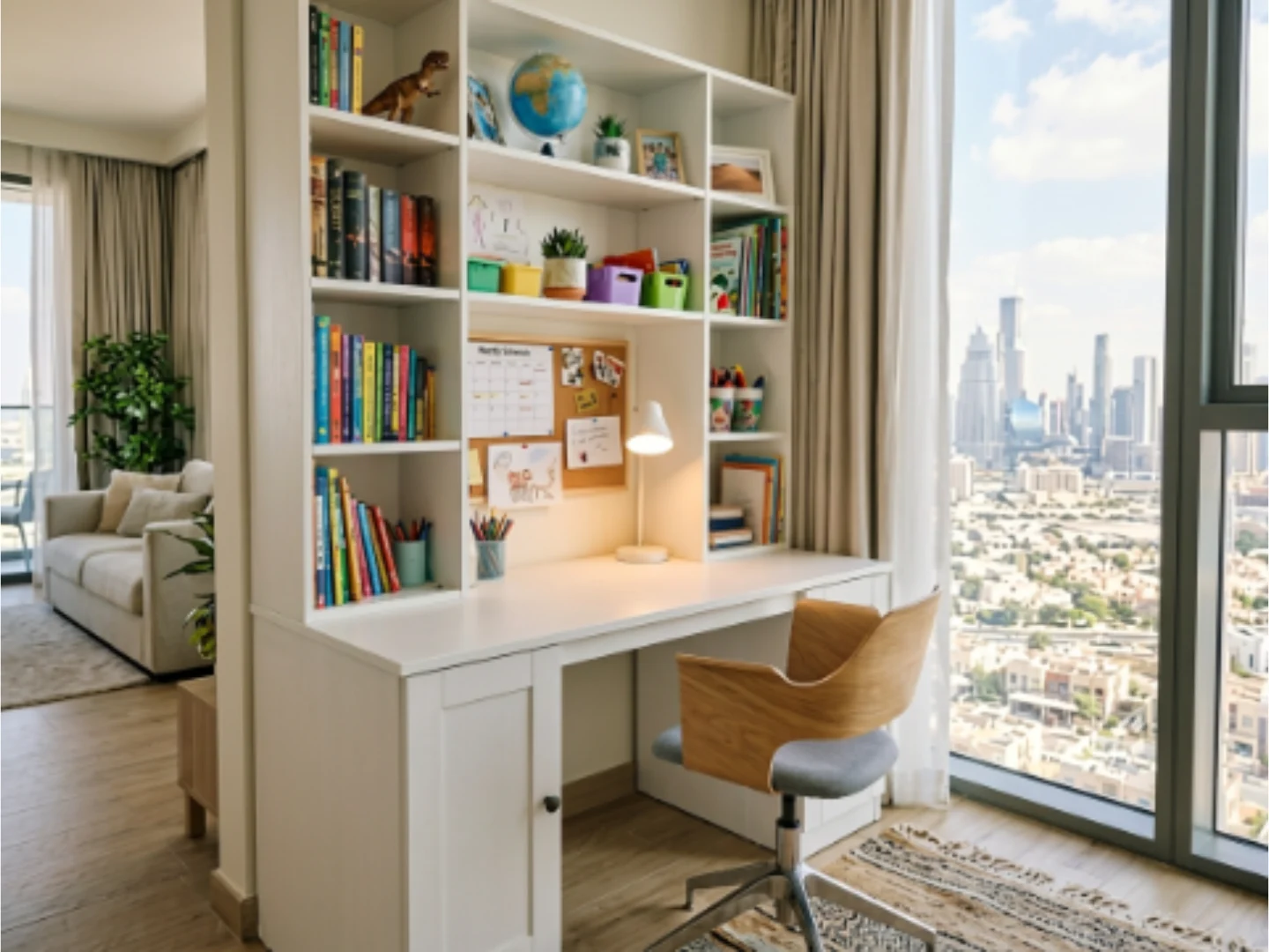 Study room furniture for UAE kids custom desk and storage in a Dubai apartment