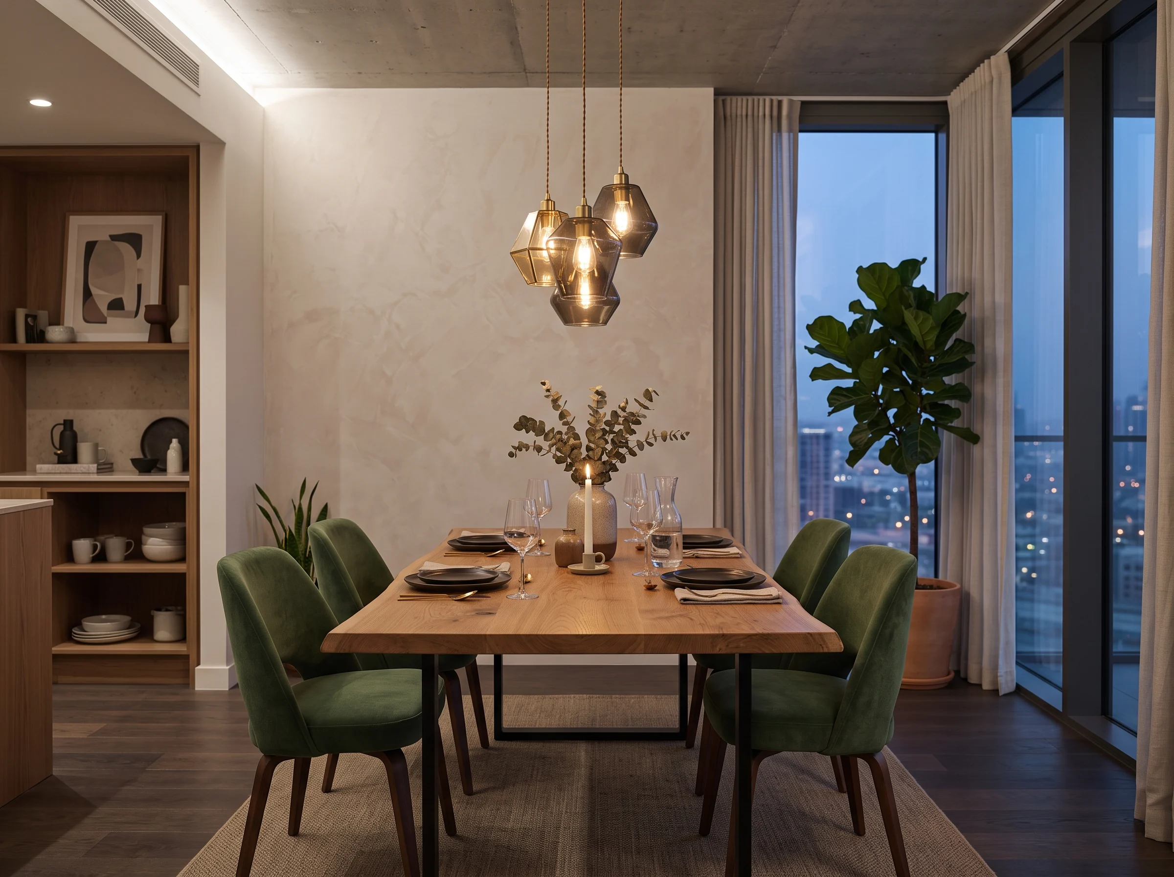 Custom dining table designed for a modern Dubai apartment.