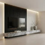 Veltrano Floating TV Unit With Black Slat Panel
