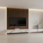 Veltrano Floating TV Unit With Wood Slat Panel - Image 5