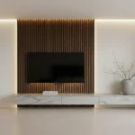 Veltrano Floating TV Unit With Wood Slat Panel - Image 2