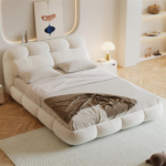 Vespera Bed Frame Modern Velvet King/Queen Size - Image 4