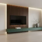 Veltrano Floating TV Unit With Wood Slat Panel - Image 2