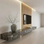 Veltrano Floating TV Unit With Light Wood Slat Panel - Image 3