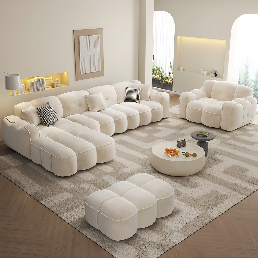 474618870_122201745842086170_9212180340130304182_n.jpg Vanguard L Shape Boucle Fabric Sofa - Image 1