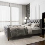 Alaysia Stitched Button Tufted Velvet Fabric Bed - Image 2