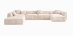 Comfy 6 Seater U Shape Velvet Sofa – Beige - Image 3