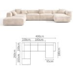 Comfy 6 Seater U Shape Velvet Sofa – Beige - Image 4