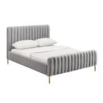 Snooze Stream Channel Tufted Velvet Bed in Grey - Image 3