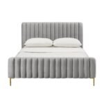 Snooze Stream Channel Tufted Velvet Bed in Grey - Image 4