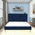 Dusk Dew Blue Channel Tufted Velvet Bed