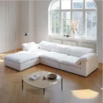 Cloud Sofa 3-Seater Polyester Fabric – White