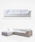 Cloud Sofa 3-Seater Polyester Fabric – White - Image 6