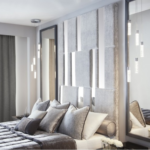 Carme Modern Wall Panel Mirror Velvet Fabric Bed - Image 2