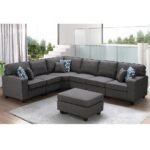 Casanova 7-Seater Dark Gray Linen Modular Sectional Sofa - Image 2
