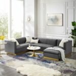 Cecilie Wide Velvet Symmetrical Sectional U-Shape Sofa