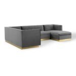Cecilie Wide Velvet Symmetrical Sectional U-Shape Sofa - Image 4