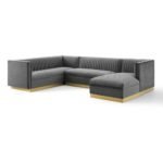 Cecilie Wide Velvet Symmetrical Sectional U-Shape Sofa - Image 5