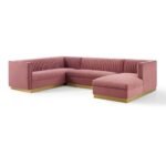 Cecilie Wide Velvet Symmetrical Sectional U-Shape Sofa - Image 8